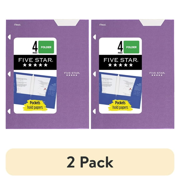 (2 pack) Five Star 4-Pocket Paper Folder, Amethyst Purple