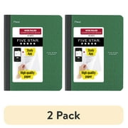 (2 pack) Five Star Composition Book Plus Study App, Wide Ruled, 80 Sheets, 7.5" x 9.75", Forest Green