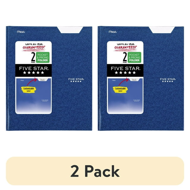 (2 pack) Five Star Pocket and Prong Paper Folder, Pacific Blue (340020E-WMT22)