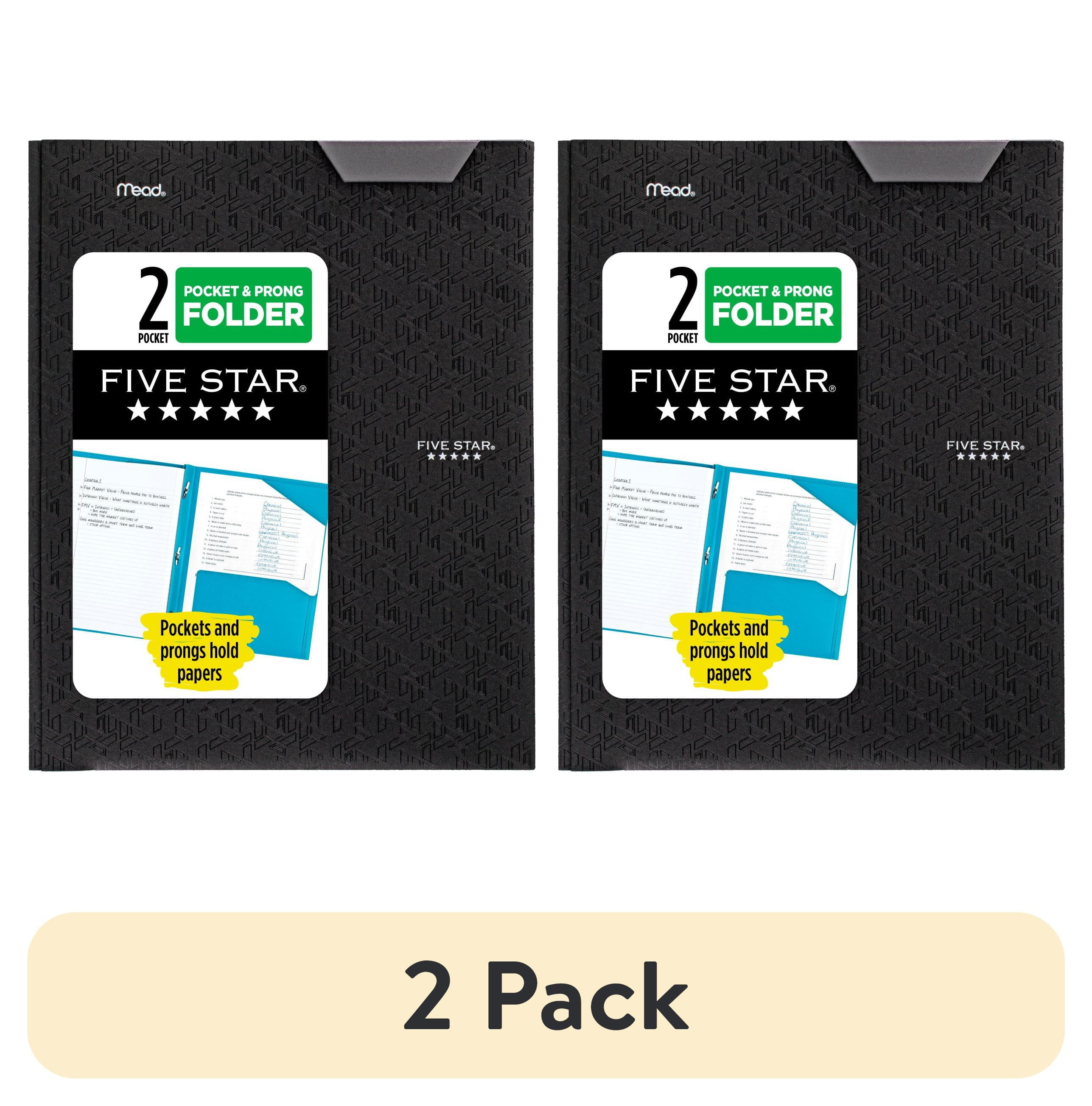 (2 pack) Five Star Stay-Put Plastic and Prong Folder, Black