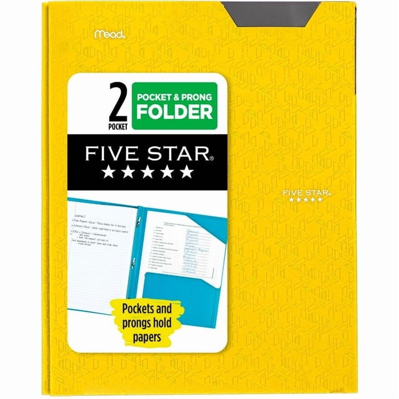 (2 pack) Five Star Stay-Put Plastic and Prong Folder, Harvest Yellow (340300E-WMT22)