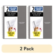 (2 pack) Five Star Spiral Notebook, 2 Subject, College Ruled, 6" x 9.5", Gray