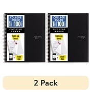 2 pack Five Star 1 Subject College Ruled Notebook Plus Study App, 8.5 x 11, Black, Poly, Spiral, 100 Sheets