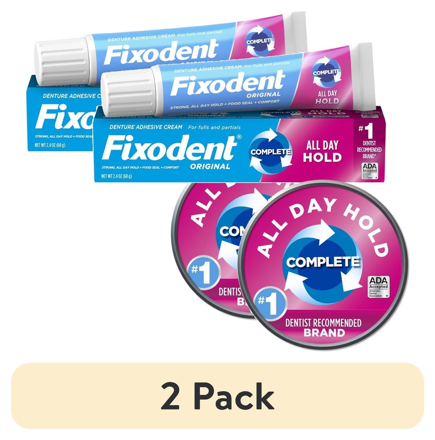 (2 pack) Fixodent Complete Original Denture Adhesive Cream, 2.4 oz