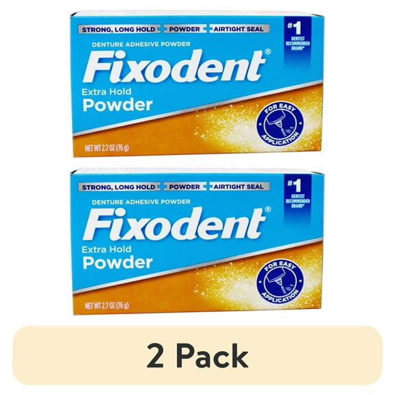 (2 pack) Fixodent Extra Hold Denture Adhesive Powder, 2.7 oz