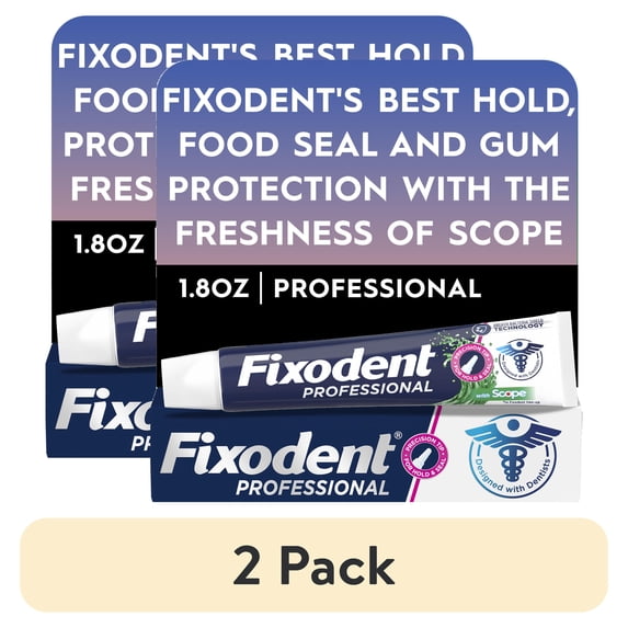 (2 pack) Fixodent Professional Plus Scope Denture Adhesive Cream, 1.8 oz