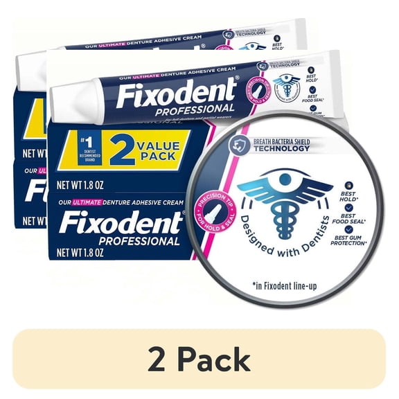 (2 pack) Fixodent Professional Ultimate Denture Adhesive Cream, 1.8 oz, 2 Pack