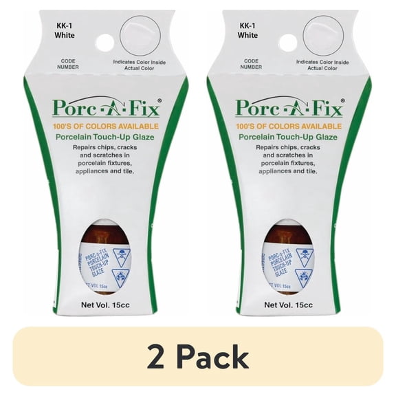 (2 pack) Fixture-Fix Porc-A-Fix Kohler White Porcelain Touch-up Paint, 15cc KK-1