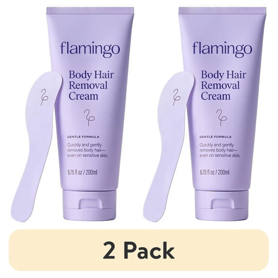 (2 pack) Flamingo Women's Gentle & Painless Body Hair Removal Cream, 6.76 fl oz Tube