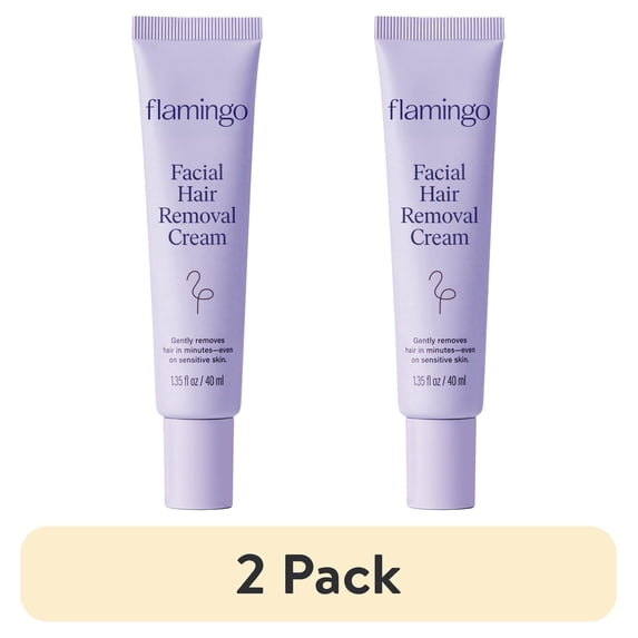 (2 pack) Flamingo Women's Facial Hair Removal Cream with Calming Serum, 1.35 fl oz Tube