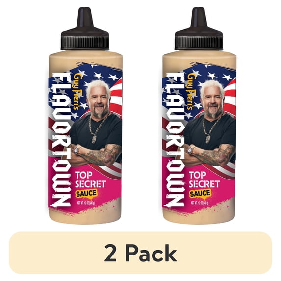(2 pack) Guy Fieri Flavortown Top Secret Sauce, Creamy Garlic Spread for Burgers, Fries, and Sandwiches, 12 oz