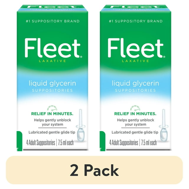 (2 pack) Fleet Laxatives, Liquid Glycerin Suppositories for Adult Constipation Relief, 7.5 mL Bottles, 4 Count