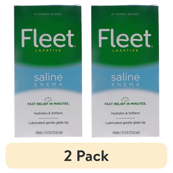 (2 pack) Fleet Saline Enema Latex Free Ready-To-Use Saline Laxative Regular 4.5 Oz 4 ct