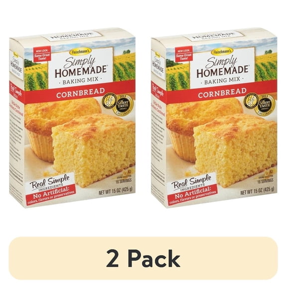 (2 pack) Fleischmann's Simply Homemade Corn Bread Baking Mix, 15 oz pack of 2