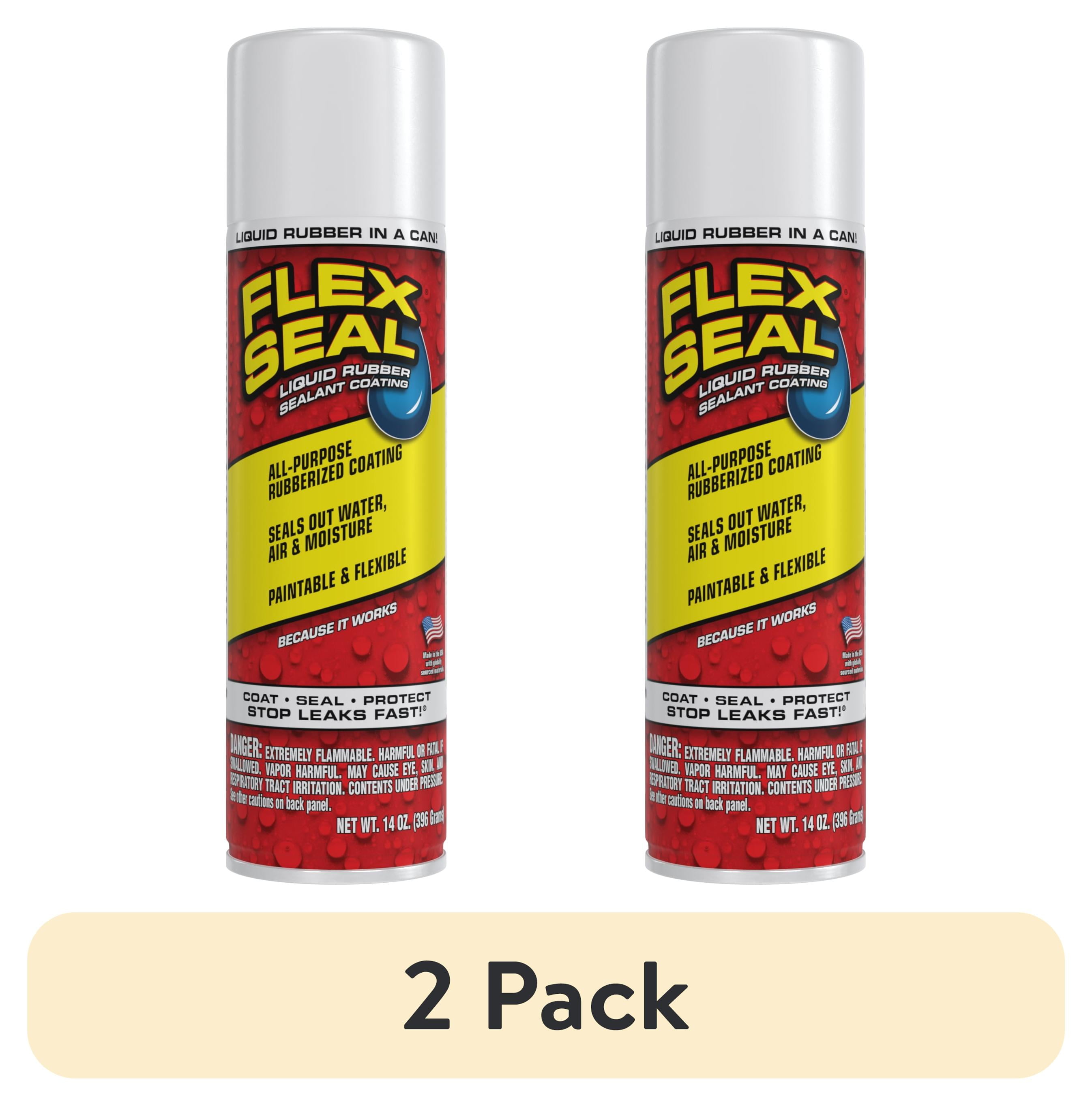 (2 pack) Flex Seal Aerosol Liquid Rubber Sealant Coating, 14 oz, White