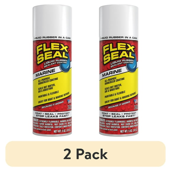 (2 pack) Flex Seal Aerosol Liquid Rubber Sealant Coating, Marine, 14 oz, White