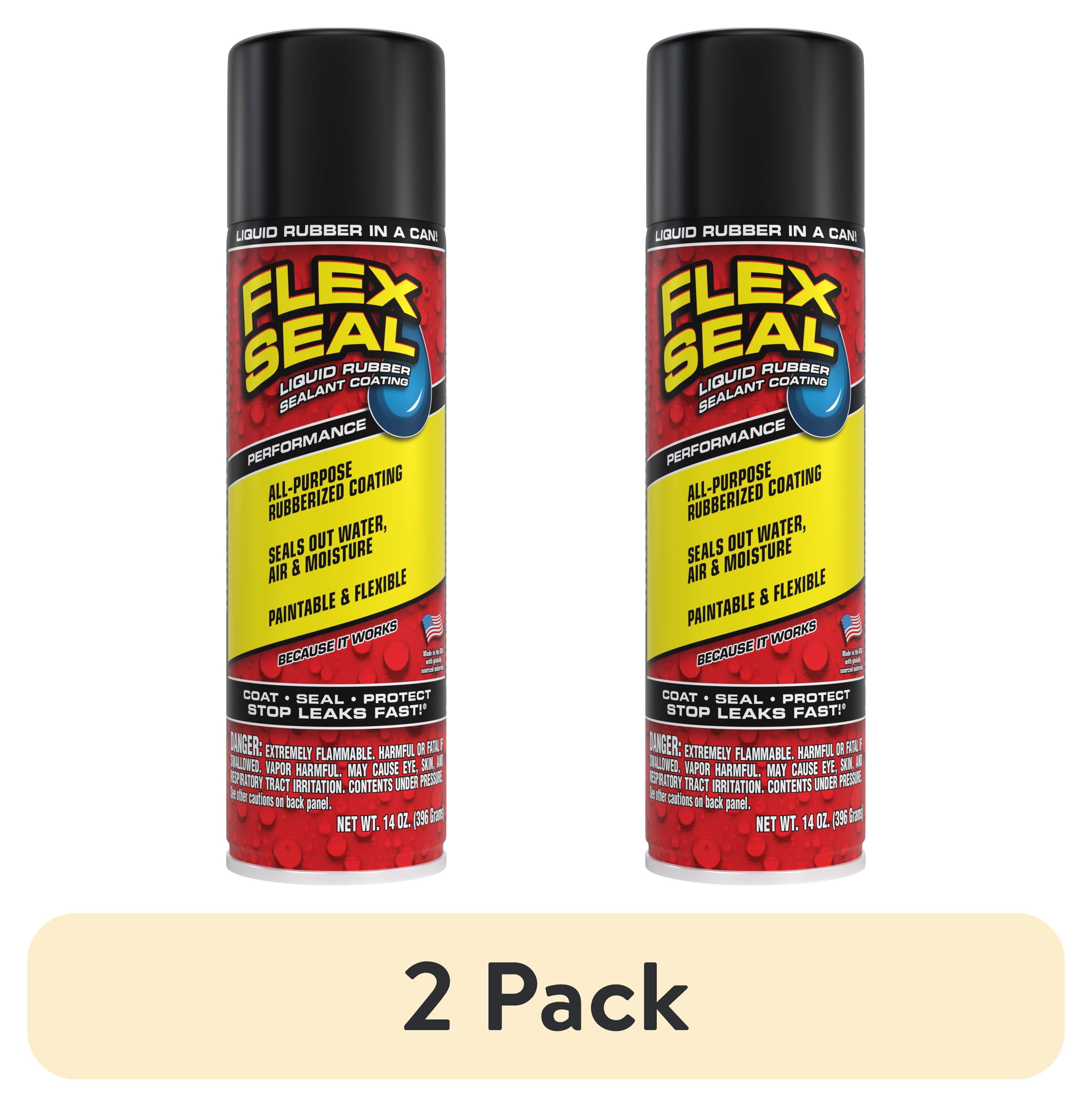(2 pack) Flex Seal Automotive Liquid Rubber Sealant Coating Aerosol, 14 oz, Black