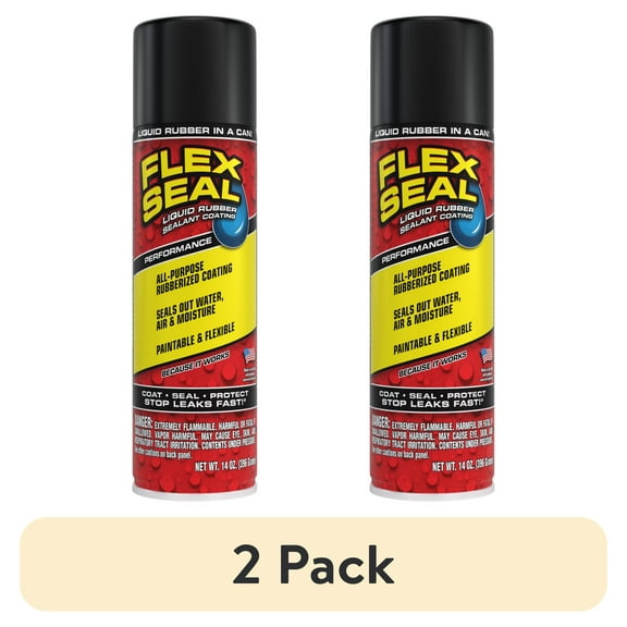 (2 pack) Flex Seal Automotive Aerosol Liquid Rubber Sealant Coating, 14 oz, Black
