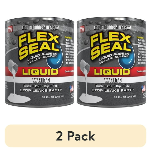 (2 pack) Flex Seal Liquid Rubber Sealant Coating, 32 oz, White