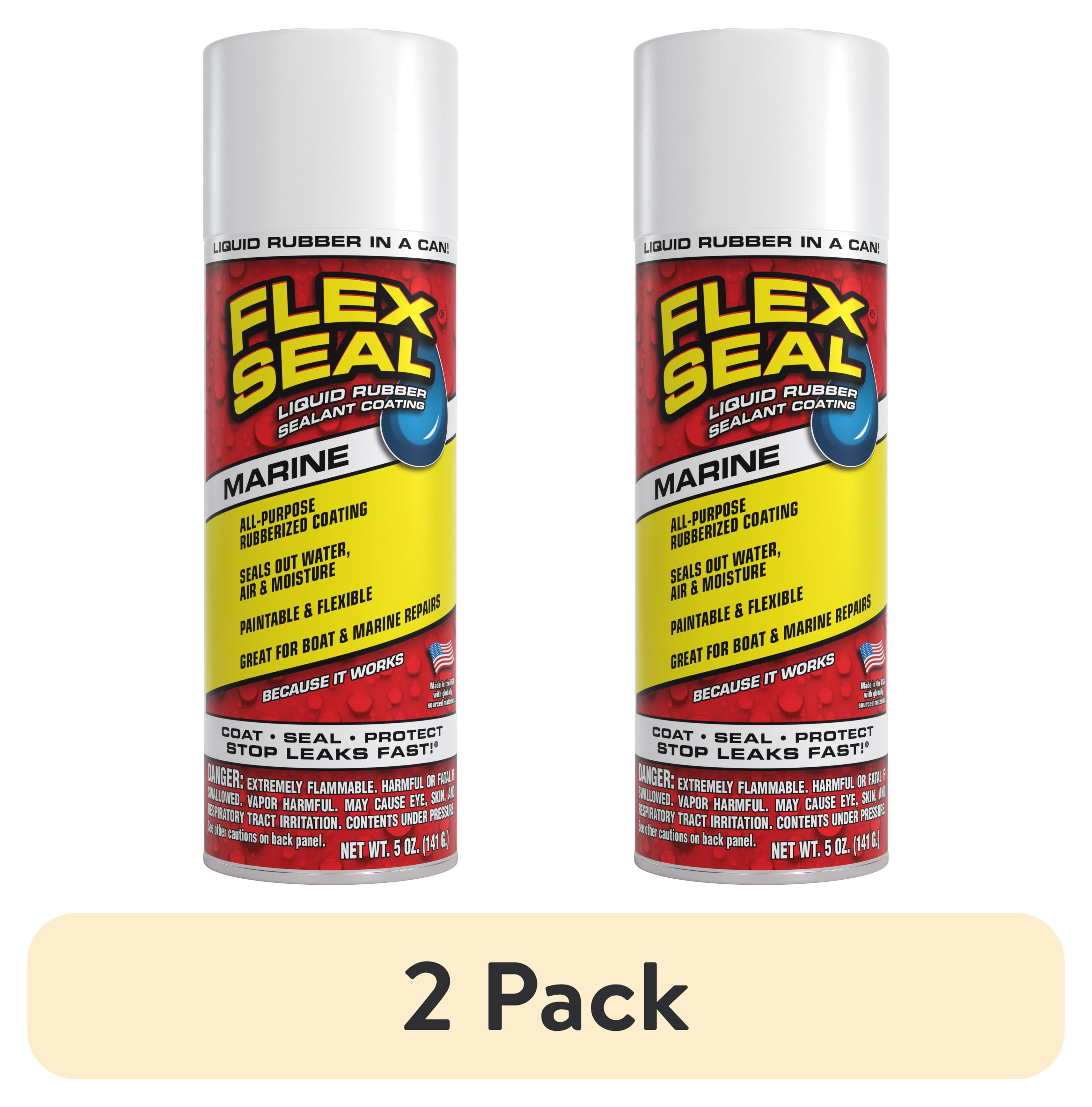 (2 pack) Flex Seal 5 oz White Marine Liquid Rubber Sealant Spray for Industrial Use