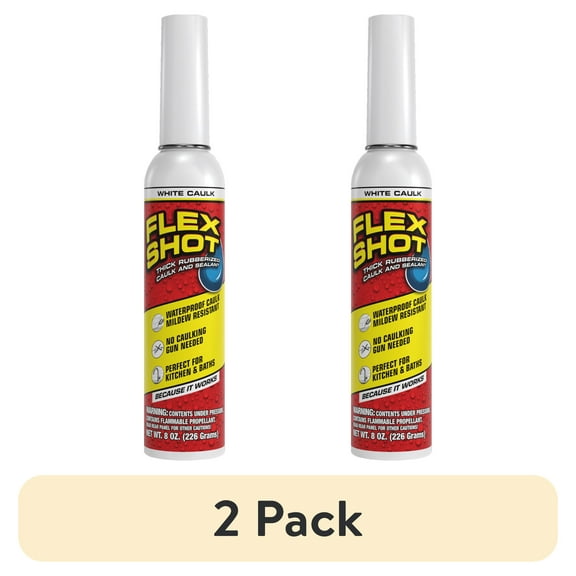 (2 pack) Flex Shot Adhesive Sealant, RV and Home Sealant - White, 8 oz