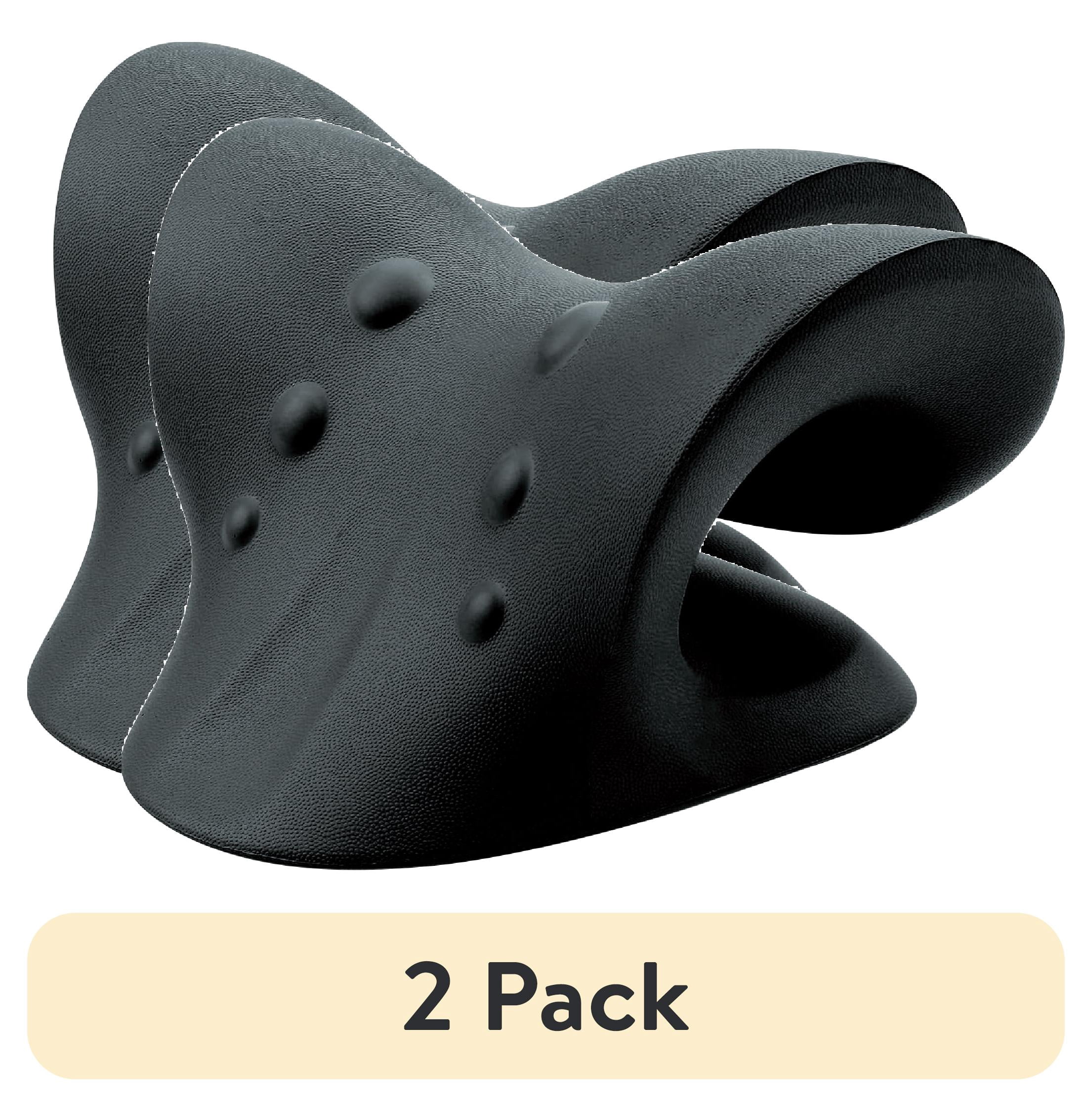 (2 pack) FlexWorks Neck & Shoulder Stretcher, Cervical Pillow with C-Curve Design, Black