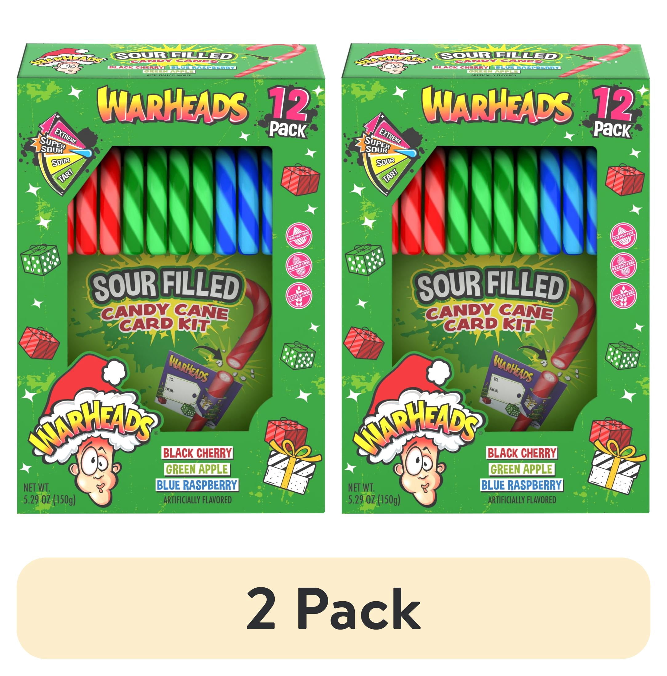 (2 pack) Flix Candy Warheads Sour Christmas Candy Canes, Peanut & Gluten-Free, 12 Variety Pack