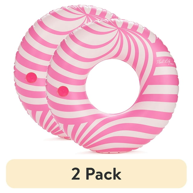 (2 pack) Float Life by Funboy Pink Twist Pool Float, Cup-Holder, 43'' Oversized, Adults & Children