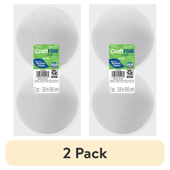 (2 pack) FloraCraft CraftFōM 2 Piece Ball 3.8 Inch White