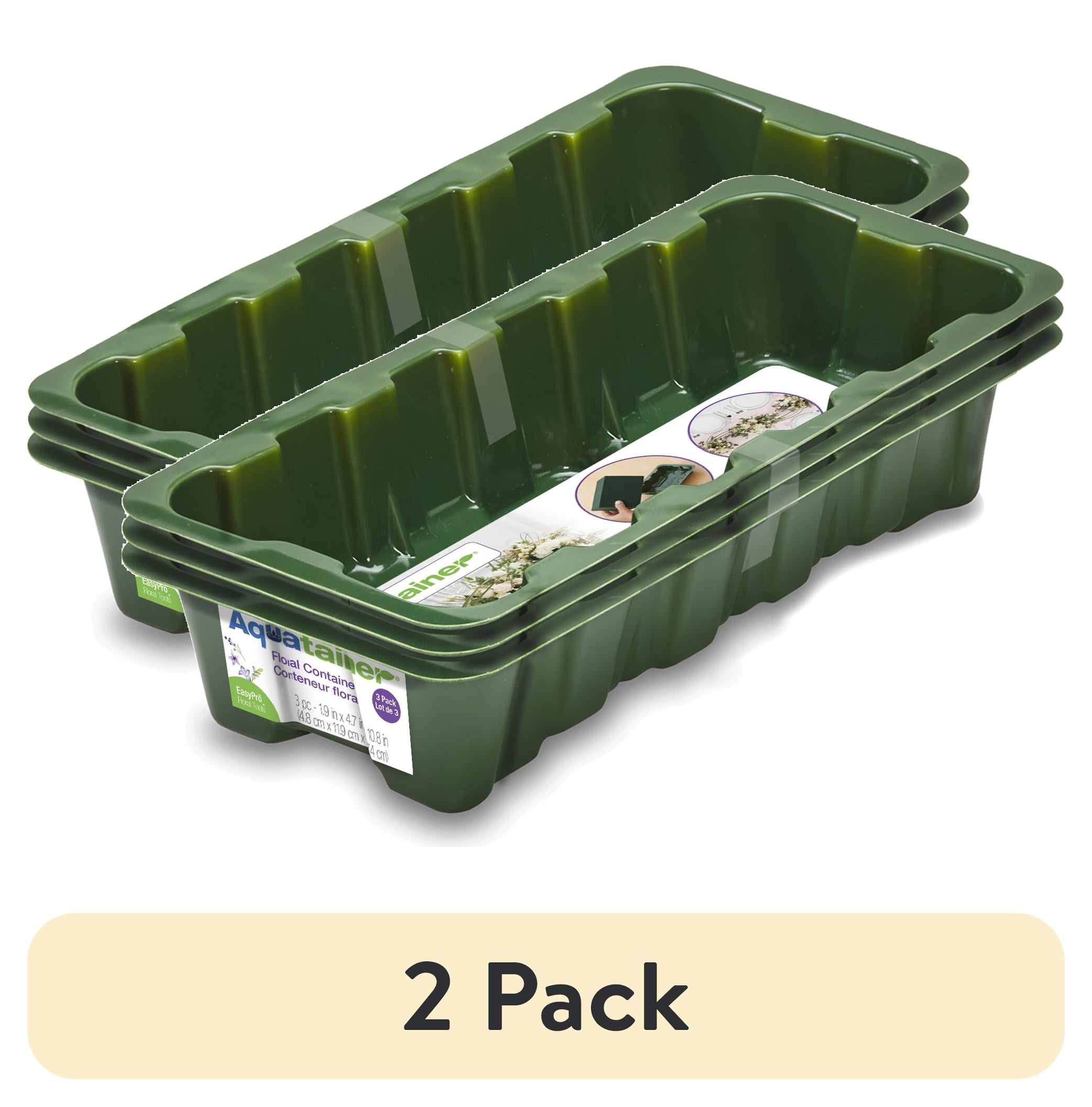 (2 pack) FloraCraft 3 Piece Aquatainer Thermoform Design Tray 1.9 Inch x 4.7 Inch x 10.8 Inch Green