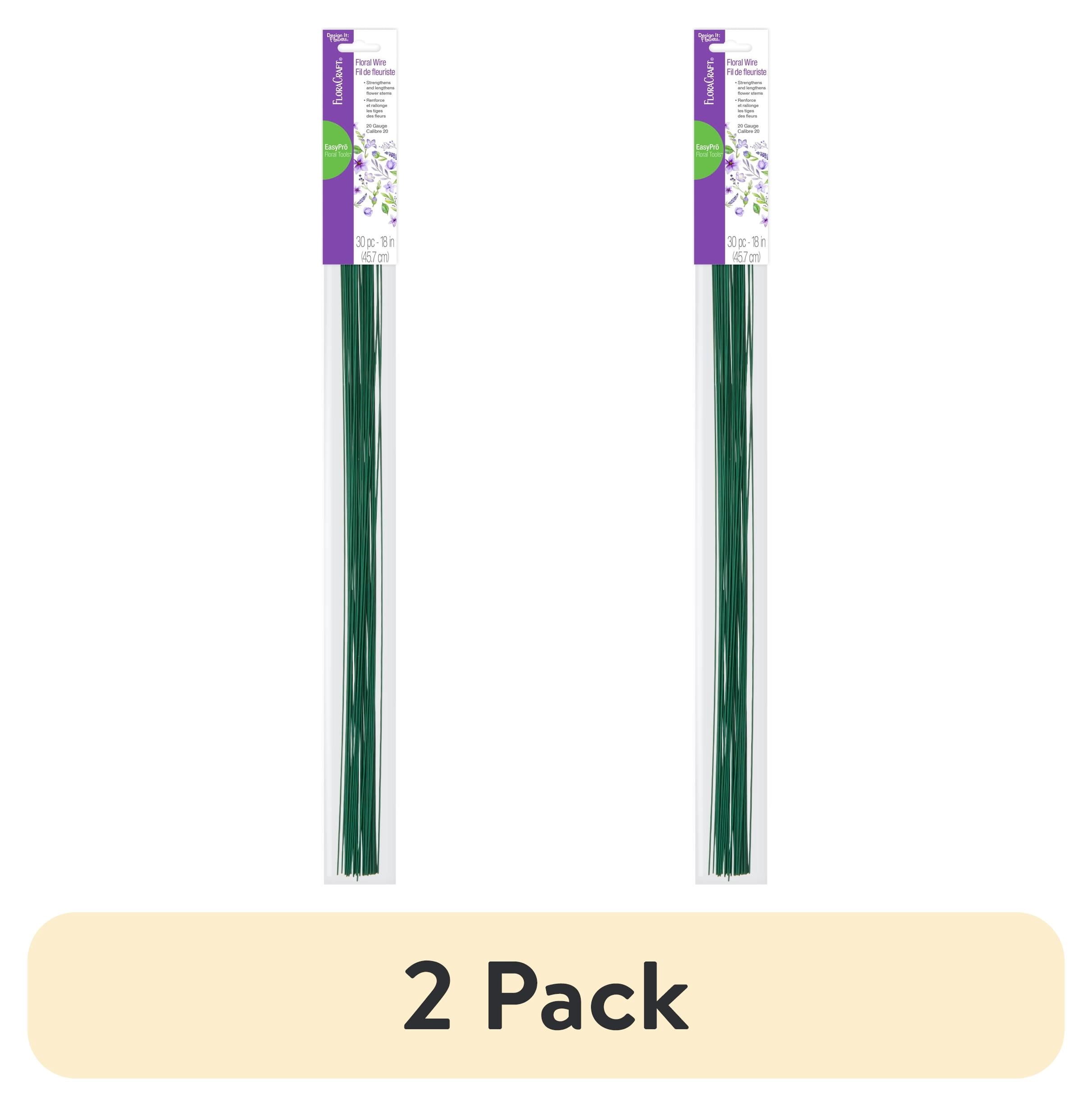(2 pack) FloraCraft Floral Stem Wire, 30 Pieces, 20 Gauge, 18 in, Green, Floral Arranging Wire