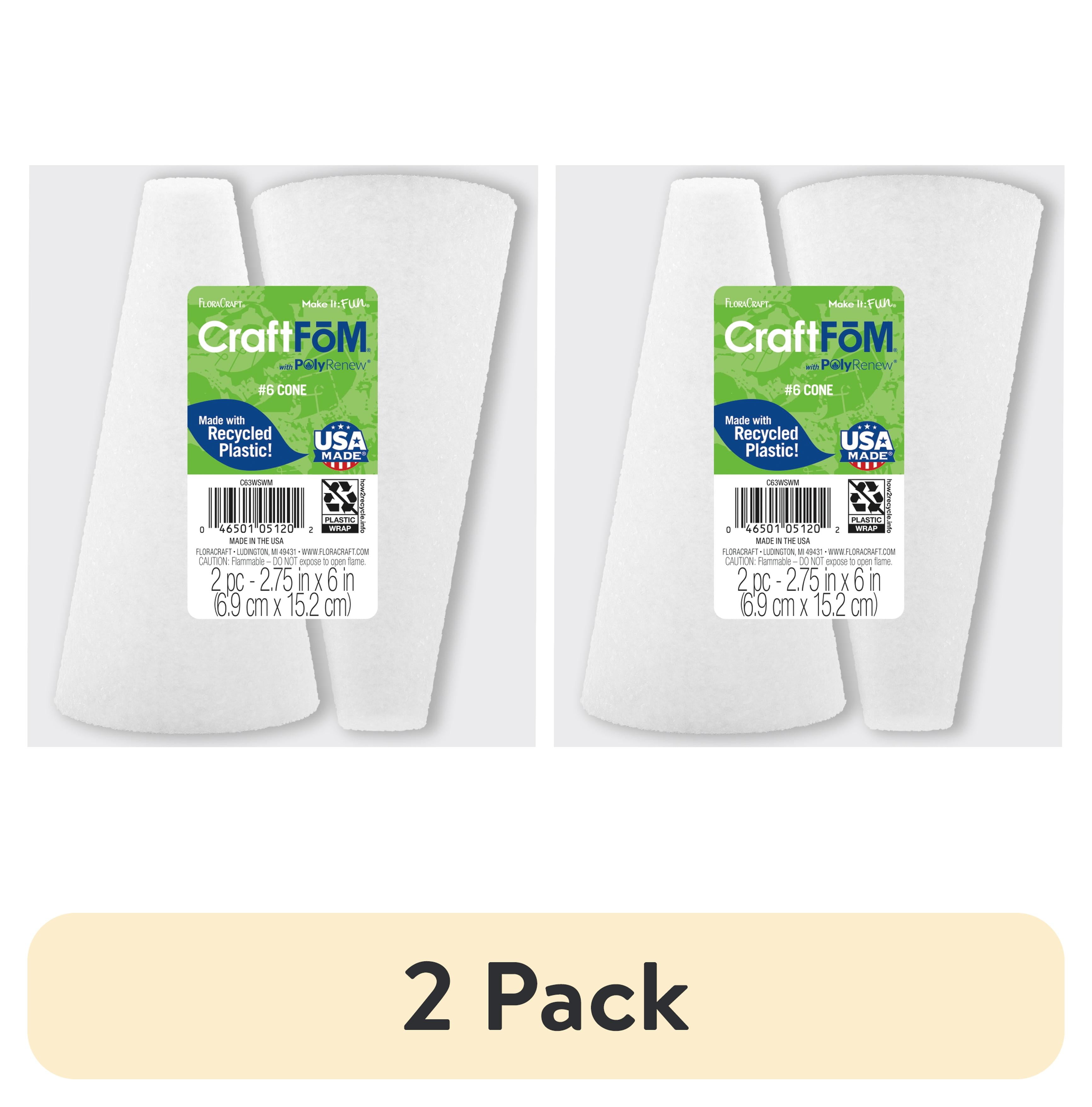 (2 pack) FloraCraft CraftFōM 2 Piece Cone 2.75 Inch x 6 Inch White
