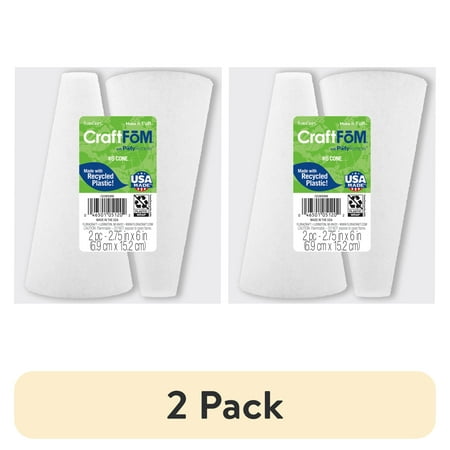 (2 pack) FloraCraft CraftFoM 2-piece Foam Cone 2.75-inch x 6-inch White