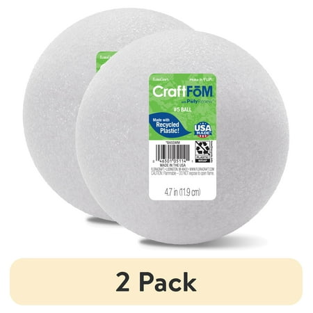 (2 pack) FloraCraft CraftFoM Crafting Foam Ball 4.7" White