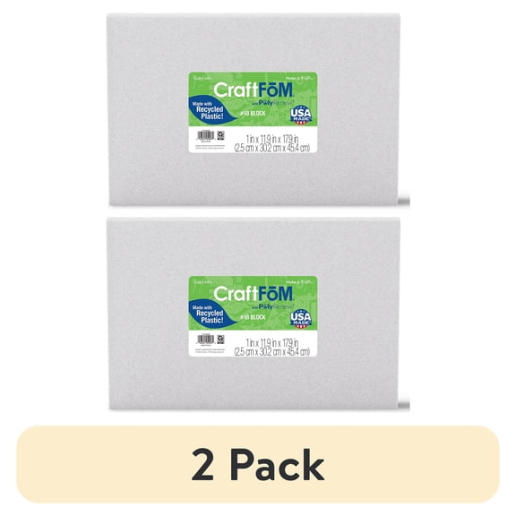 (2 pack) FloraCraft CraftFōM Crafting Foam Block 1" x 11.9" x 17.9" White