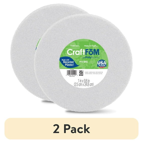(2 pack) FloraCraft CraftFōM Crafting Foam Disc 1 inch x 9.8 inch White