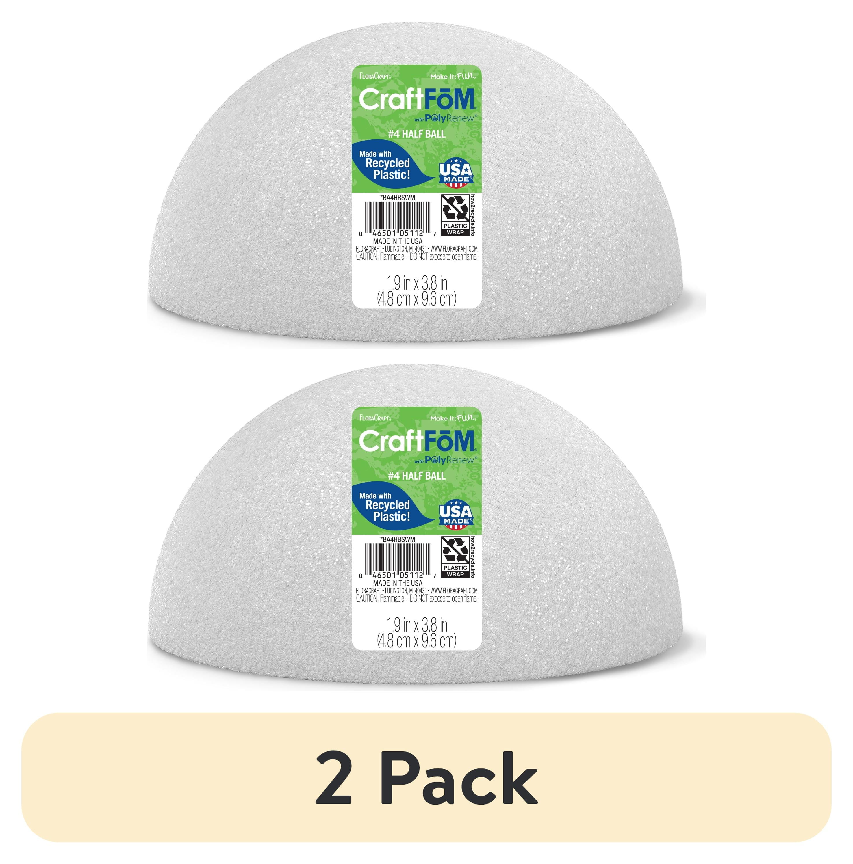 (2 pack) FloraCraft CraftFōM Crafting Foam Half Ball 1.9" x 3.8" White ...