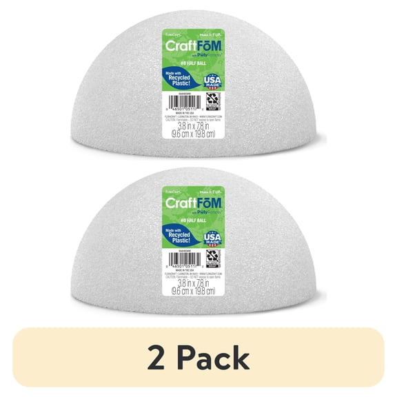 (2 pack) FloraCraft CraftFōM Half Ball 3.8" x 7.8" White