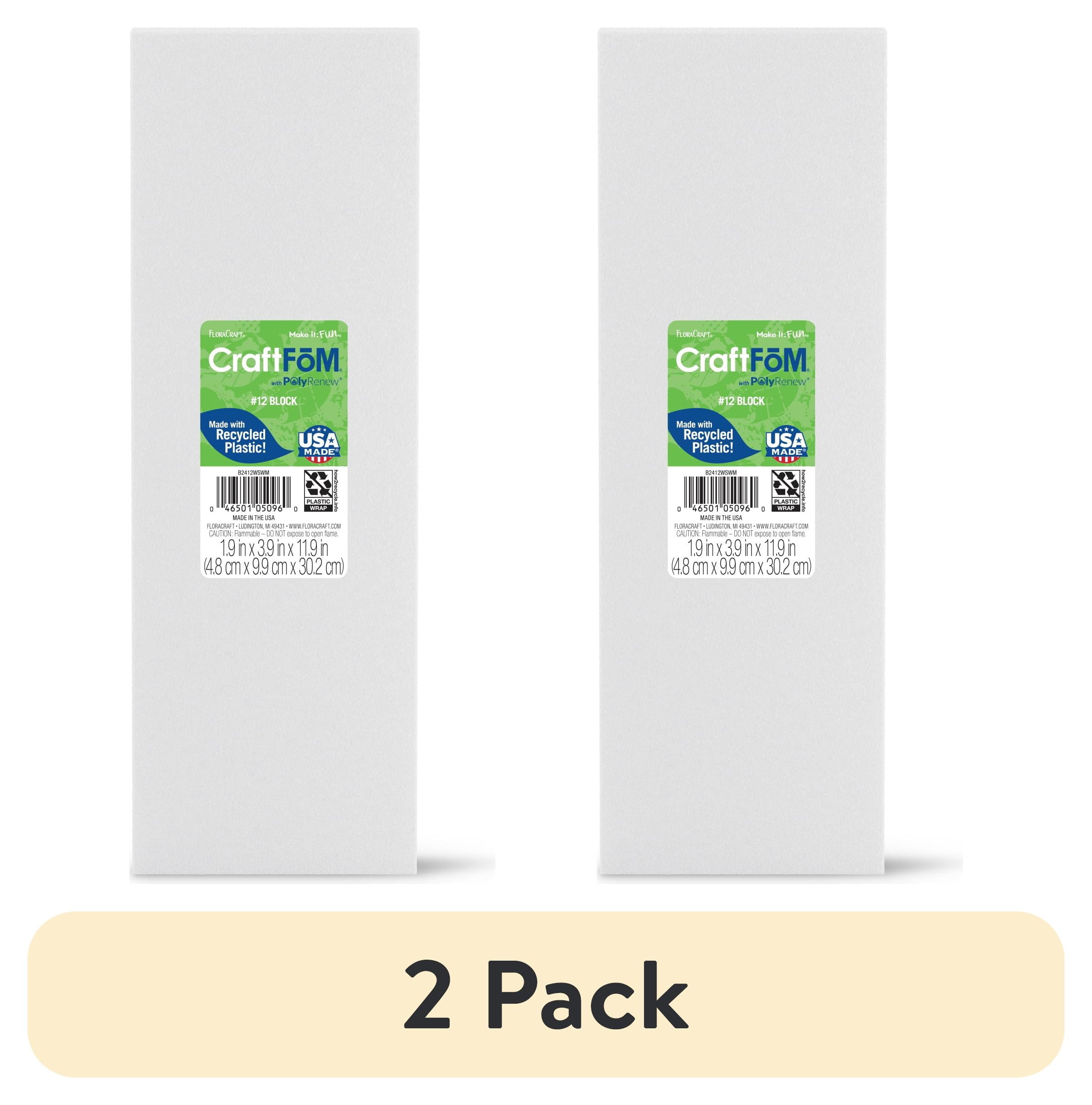 (2 pack) FloraCraft Crafting Foam Block 1.9 inch x 3.9 inch x 11.9 inch White