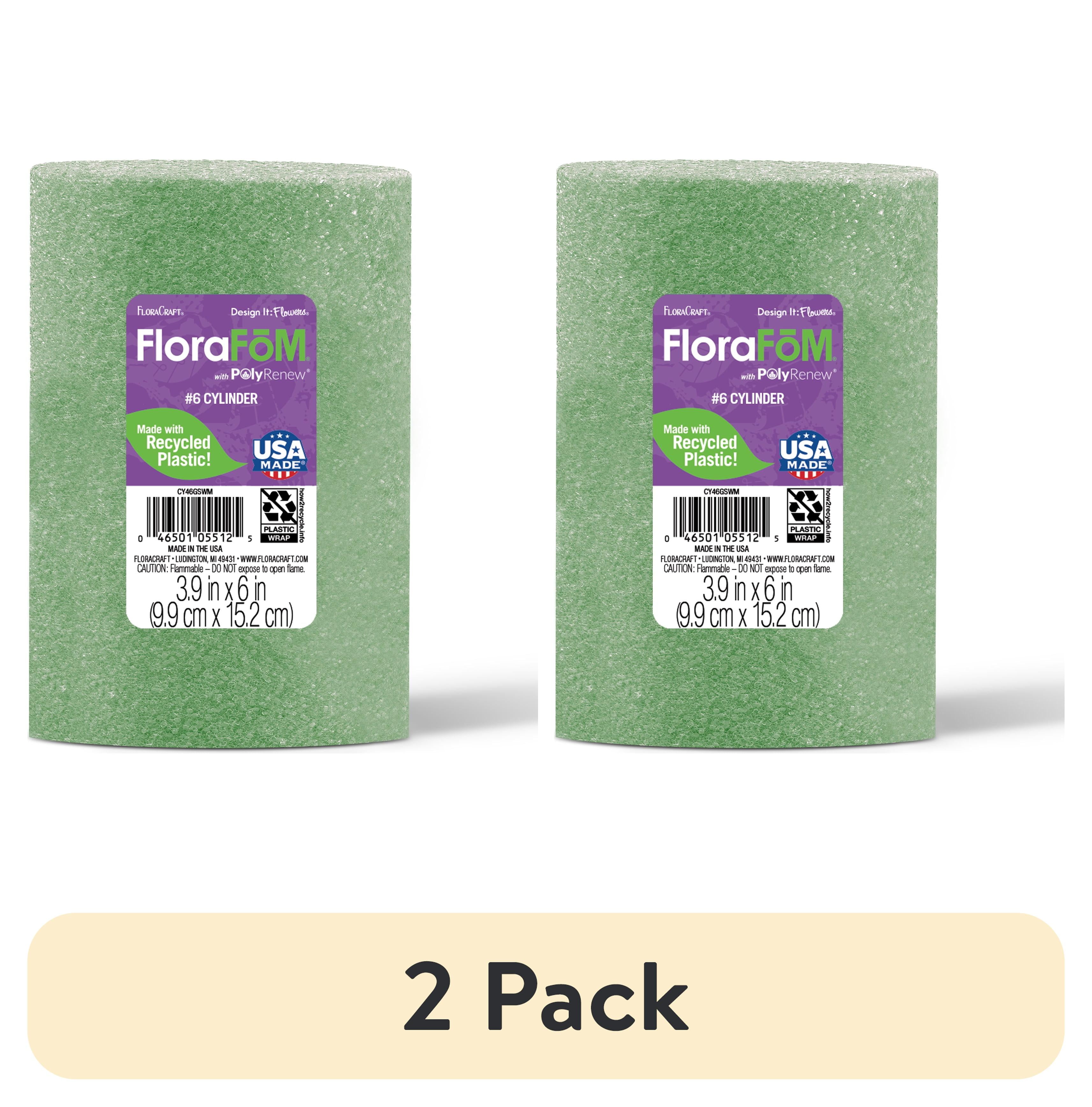 (2 pack) FloraCraft FloraFōM Cylinder 3.9 inch x 6 inch Green Floral Arranging Supply