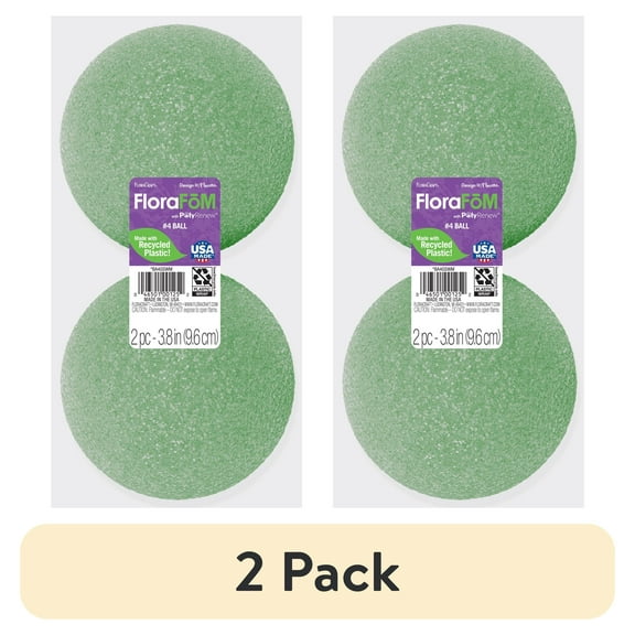 (2 pack) FloraCraft FloraFōM Foam 2 piece Ball 3.8 inch Green