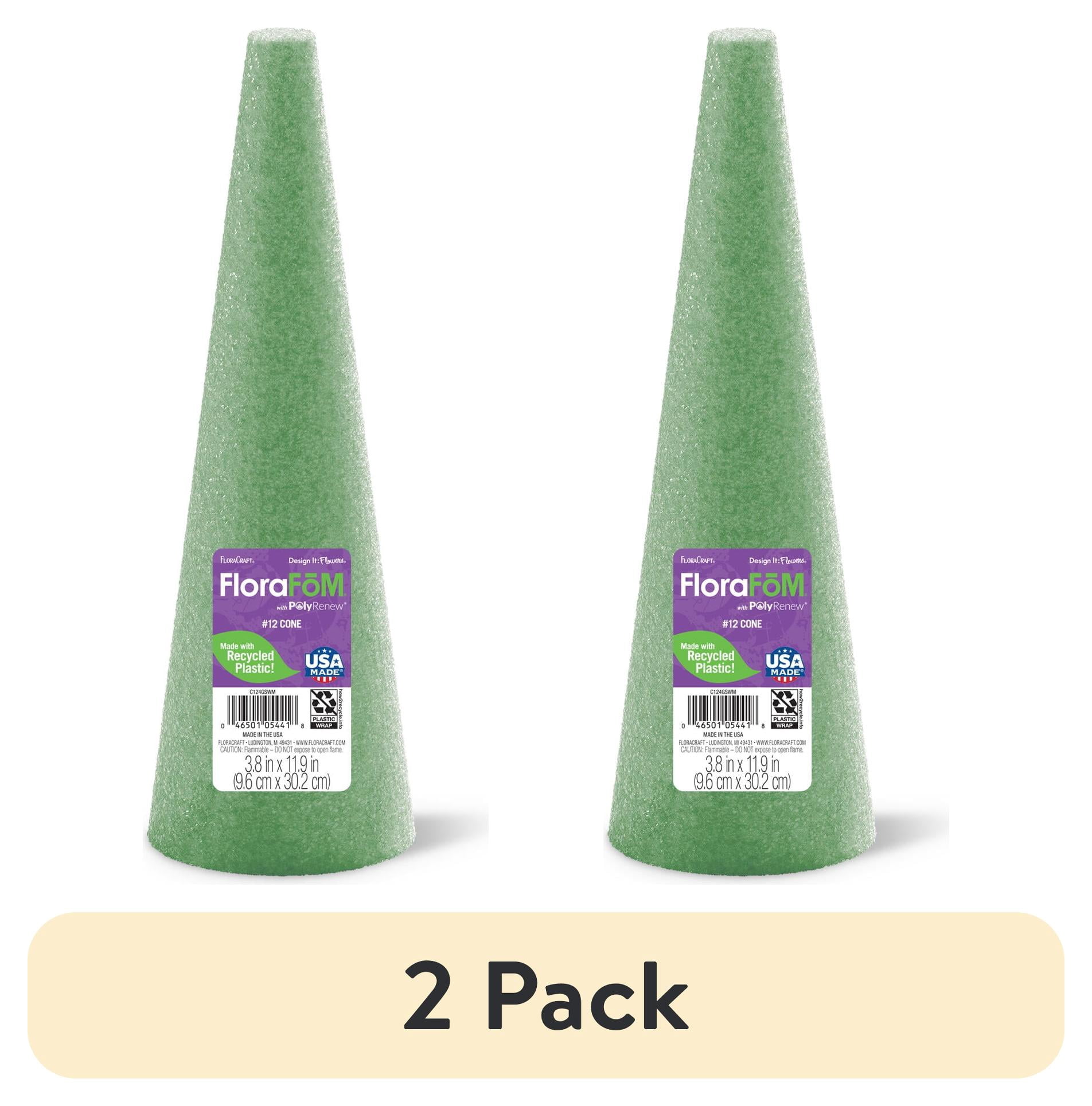 (2 pack) FloraCraft FloraFōM Cone 3.8 Inch x 11.9 Inch Green