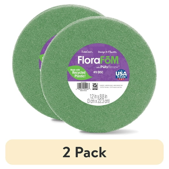 (2 pack) FloraCraft FloraFōM Foam Disc 1.2 inch x 8.8 inch Green FoM