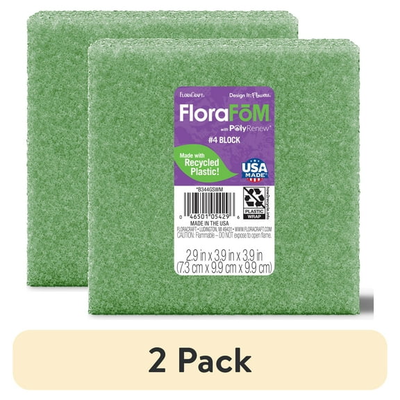 (2 pack) FloraCraft FloraFōM Green Recycled Plastic Art & Craft Styrofoam
