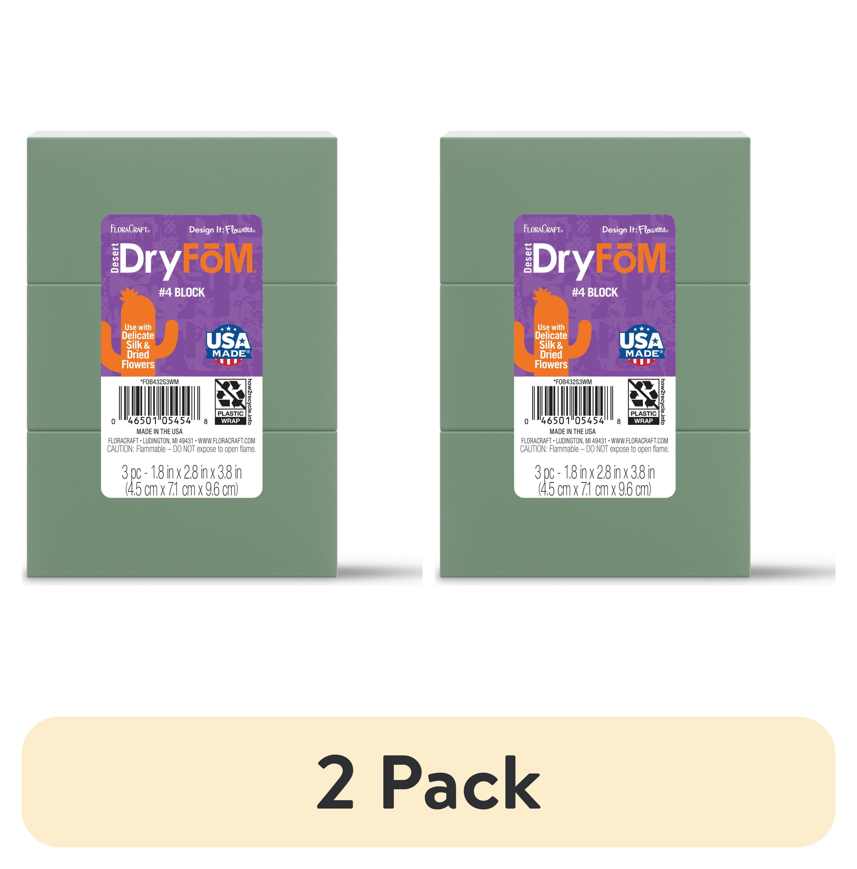 (2 pack) FloraCraft Floral Desert DryFōM 3 Piece Block 1.8 inch x 2.8 inch x 3.8 inch Green