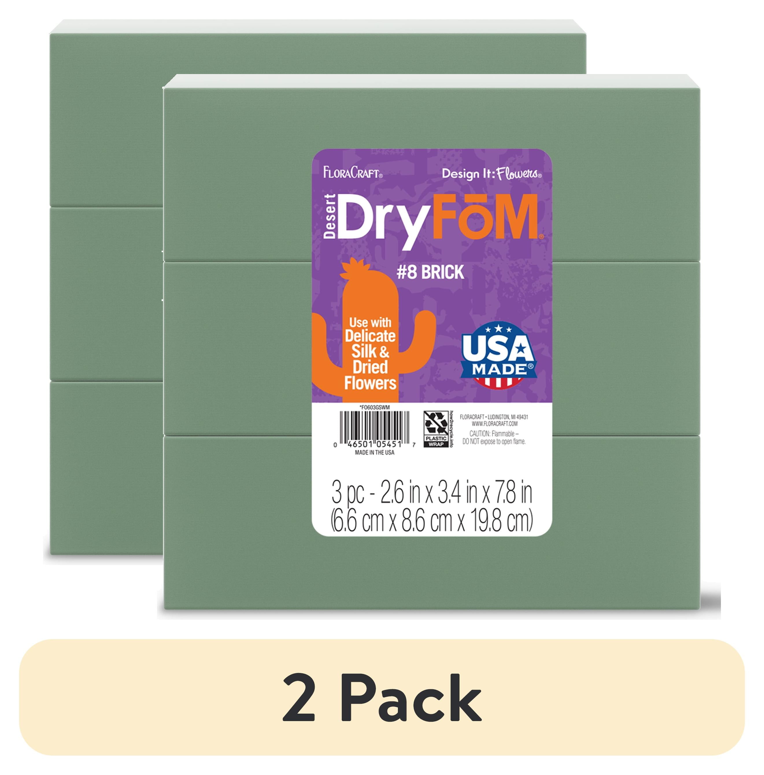 (2 pack) FloraCraft Floral Desert DryFōM 3 Piece Brick 2.6 inch x 3.4 inch x 7.8 inch Green