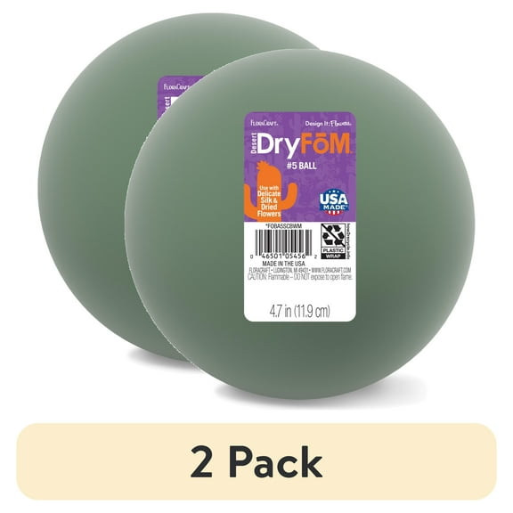 (2 pack) FloraCraft Floral Desert DryFōM Ball 4.7 inch Green