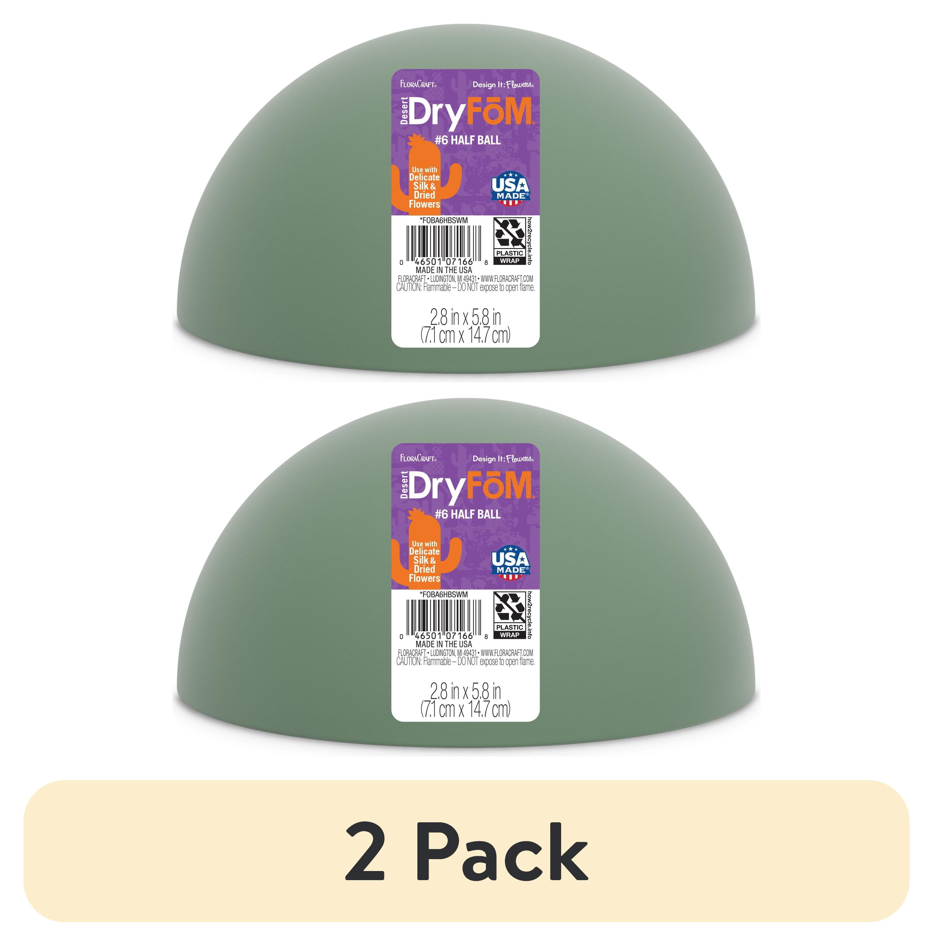 (2 pack) FloraCraft Floral Desert DryFōM Half Ball 2.8 inch x 5.8 inch Green (1 pc)