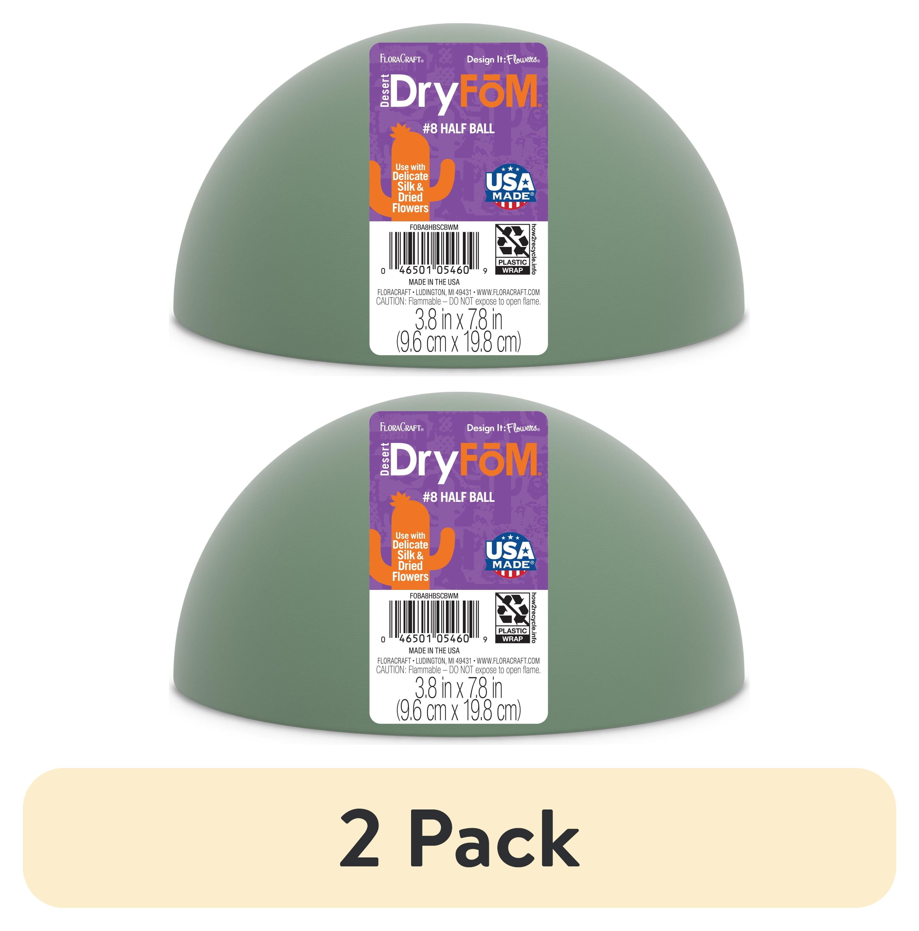 (2 pack) FloraCraft Floral Desert DryFōM Half Ball 3.8 inch x 7.8 inch Green