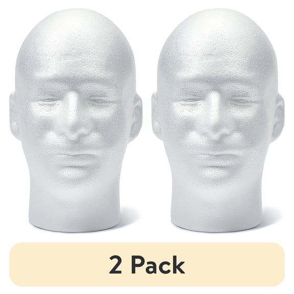 (2 pack) FloraCraft SmoothFōM Male Head 6.2 inch x 8.8 inch x 10.3 inch White
